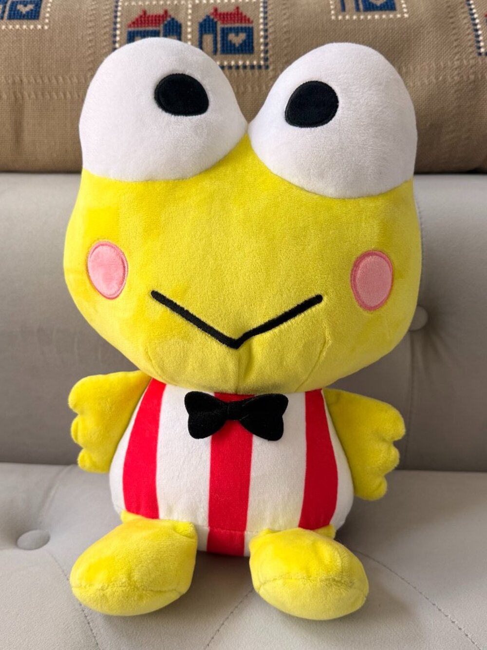 Sanrio Keroppi Plush 12" Red White Striped Outfit Bow Tie 2023 With Tags